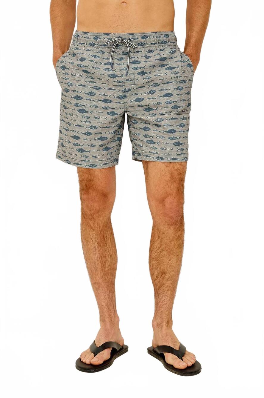 NEW RAILS dane swim short in vintage aquarium etch